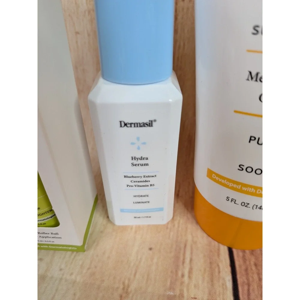 5PC Dermasil Skincare Lot - Melon Jelly Cleanser Hydra Serum Eye Roller Face Oil